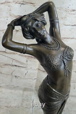 43 CM Western Art Déco Bronze Jeune Femme Fille Égyptien Danseuse Sculpture