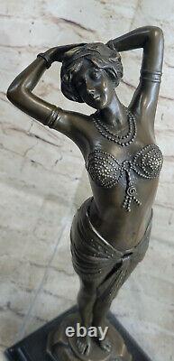 43 CM Western Art Déco Bronze Jeune Femme Fille Égyptien Danseuse Sculpture