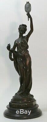 58 cm Ouest Art Déco Bronze Jeune Femme Fille Belle Maiden Danseuse Sculpture