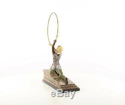 9973610-dss Bronze Sculpture Art Déco Danseuse de Couleur avec Pneus 50x13x41cm