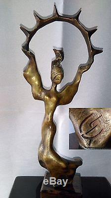 ANCIENNE SCULPTURE ART DÉCO en BRONZE DANCE signature à identifier