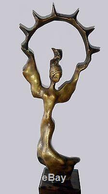 ANCIENNE SCULPTURE ART DÉCO en BRONZE DANCE signature à identifier