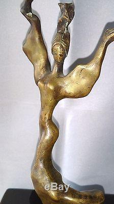 ANCIENNE SCULPTURE ART DÉCO en BRONZE DANCE signature à identifier