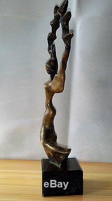 ANCIENNE SCULPTURE ART DÉCO en BRONZE DANCE signature à identifier