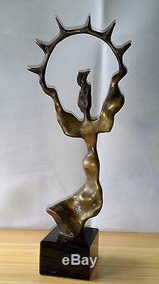 ANCIENNE SCULPTURE ART DÉCO en BRONZE DANCE signature à identifier