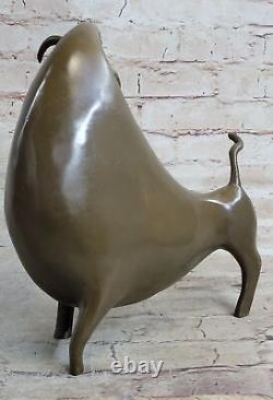 Abstrait Art Moderne Classique Signée Bull Fait Bronze Sculpture Figurine Nu