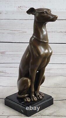 Abstrait Art Moderne Lévrier Gris Chien Bronze Sculpture Par Barye Statue Nr