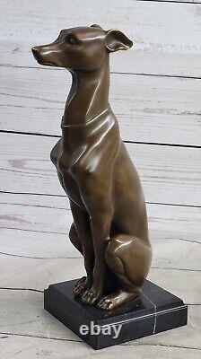 Abstrait Art Moderne Lévrier Gris Chien Bronze Sculpture Par Barye Statue Nr