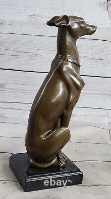 Abstrait Art Moderne Lévrier Gris Chien Bronze Sculpture Par Barye Statue Nr