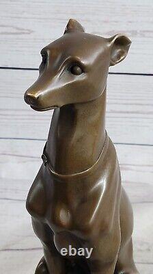 Abstrait Art Moderne Lévrier Gris Chien Bronze Sculpture Par Barye Statue Nr