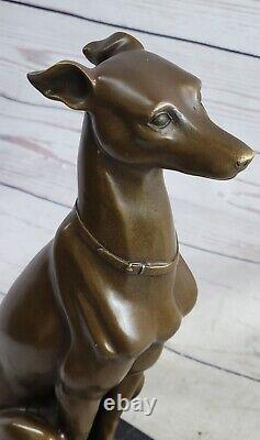 Abstrait Art Moderne Lévrier Gris Chien Bronze Sculpture Par Barye Statue Nr