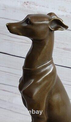 Abstrait Art Moderne Lévrier Gris Chien Bronze Sculpture Par Barye Statue Nr