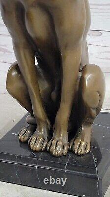 Abstrait Art Moderne Lévrier Gris Chien Bronze Sculpture Par Barye Statue Nr