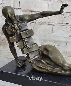 Abstrait Bronze Sculpture Moderne Art Marbre Base Figurine Dali Décor