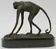 Abstrait Moderne Art Artwork Ape Singe Animal Bronze Sculpture Marbre Base Décor