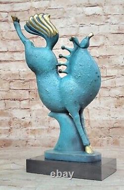 Abstrait Stallion Bronze Sculpture Vert Patine Moderne Art Déco