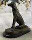 Adorable Labrador Retriever Buste Bronze Sculpture Art Déco Animal Figurine De