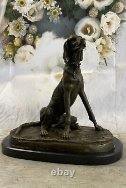 Adorable Labrador Retriever Buste Bronze Sculpture Art Déco Animal Figurine De