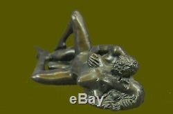 Adulte Fonte Bronze Figurine Couple`S Sex Chair Statue Sculpture Érotique Art