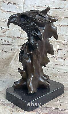 Aigle Bronze Sculpture Grand Oiseau Statue Art Déco Figurine Extérieur Solde