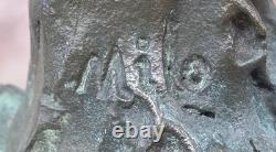 Aigle Hawk Oiseau Spread Ailes Bronze Métal Statue Sculpture Art Marbre Socle