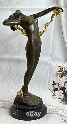 Américain Art Nouveau Sculpture Vigne Bronze par Harriet Frishmuth Figure Doré