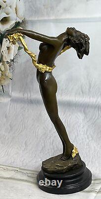 Américain Art Nouveau Sculpture Vigne Bronze par Harriet Frishmuth Figure Doré