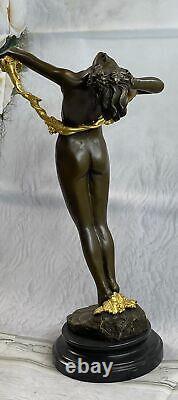 Américain Art Nouveau Sculpture Vigne Bronze par Harriet Frishmuth Figure Doré