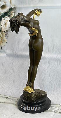 Américain Art Nouveau Sculpture Vigne Bronze par Harriet Frishmuth Figure Doré