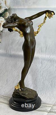 Américain Art Nouveau Sculpture Vigne Bronze par Harriet Frishmuth Figure Doré