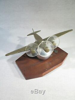 Ancien Avion Maquette Sculpture En Bronze Epoque Art Deco