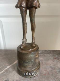 Ancien Sculpture Bronze Danseuse à l'Antique Art Déco Signé P CHENET France