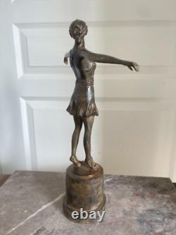 Ancien Sculpture Bronze Danseuse à l'Antique Art Déco Signé P CHENET France