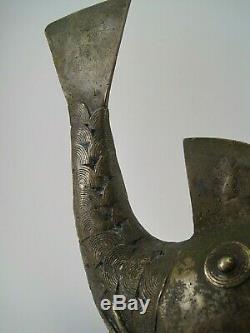 Ancienne Grande Sculpture Bronze Poisson Art Premier Ethnique Afrique milieu XXe