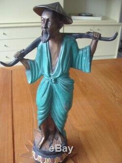 Ancienne Sculpture Statue En Bronze Art Asiatique Japonais Decoration Collection