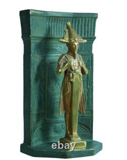 Ancienne sculpture Osiris Art Nouveau hiéroglyphe bronze Egypte signée Willy