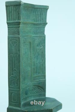 Ancienne sculpture Osiris Art Nouveau hiéroglyphe bronze Egypte signée Willy