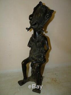Ancienne sculpture en bronze maternité burkina, fang, congo art africain