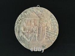 Antique Art Nouveau Européen Bronze Relief Mur Plaque Sculpture Artwork Pologne