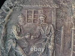 Antique Art Nouveau Européen Bronze Relief Mur Plaque Sculpture Artwork Pologne