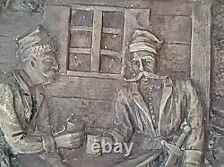 Antique Art Nouveau Européen Bronze Relief Mur Plaque Sculpture Artwork Pologne