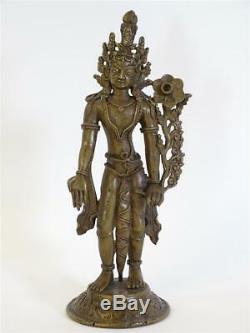 Antique Figure de Bronze Sculpture Déité / Divinité Indiens Mythologie Inde Art