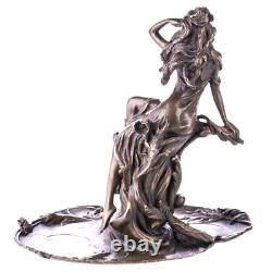 Antique Figure en bronze Art Nouveau de femme sur des nénuphars