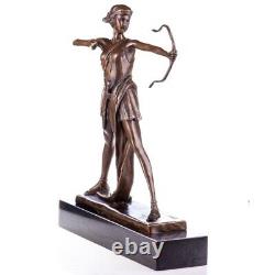 Antique Sculpture Archer en bronze Art Déco Diana d'après Preiss