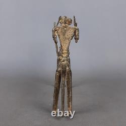 Antique Sculpture Bronze Cheval Avec Guerriers Art Tribal Afrique Premières'900