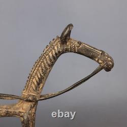 Antique Sculpture Bronze Cheval Avec Guerriers Art Tribal Afrique Premières'900