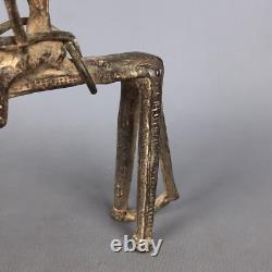 Antique Sculpture Bronze Cheval Avec Guerriers Art Tribal Afrique Premières'900