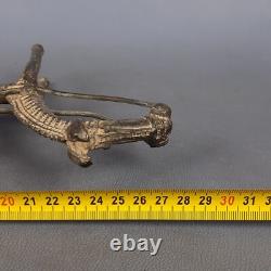 Antique Sculpture Bronze Cheval Avec Guerriers Art Tribal Afrique Premières'900