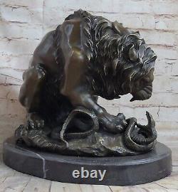 Antoine Bronze Lion Serpent Sculpture Le Serpent Important Statue Art