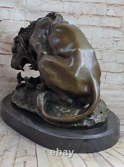 Antoine Bronze Lion Serpent Sculpture Le Serpent Important Statue Art